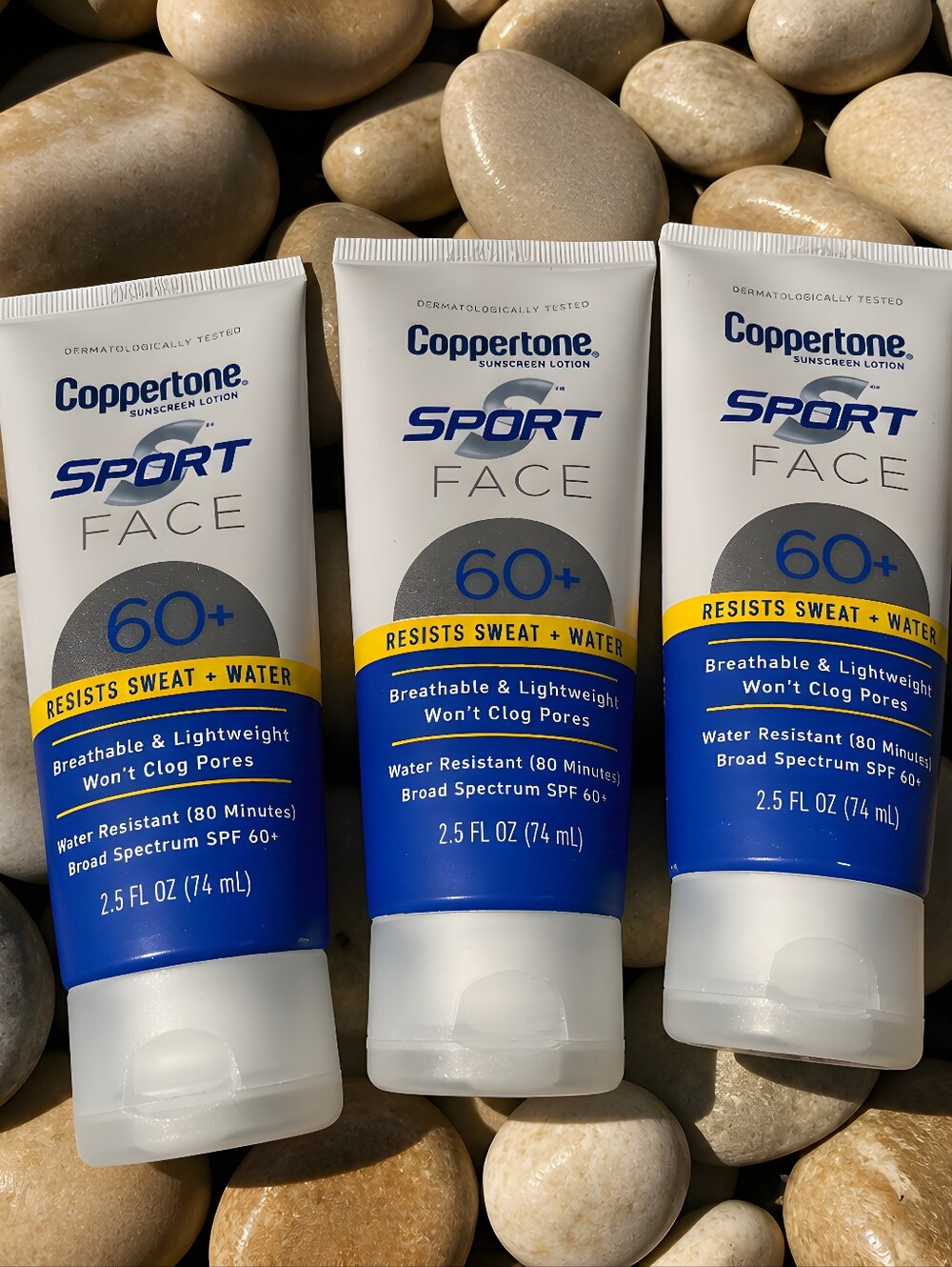 Coppertone Sport Face 60+ SPF, Tube, New, 74ml/2.5 oz,  Resists Sweat+Water